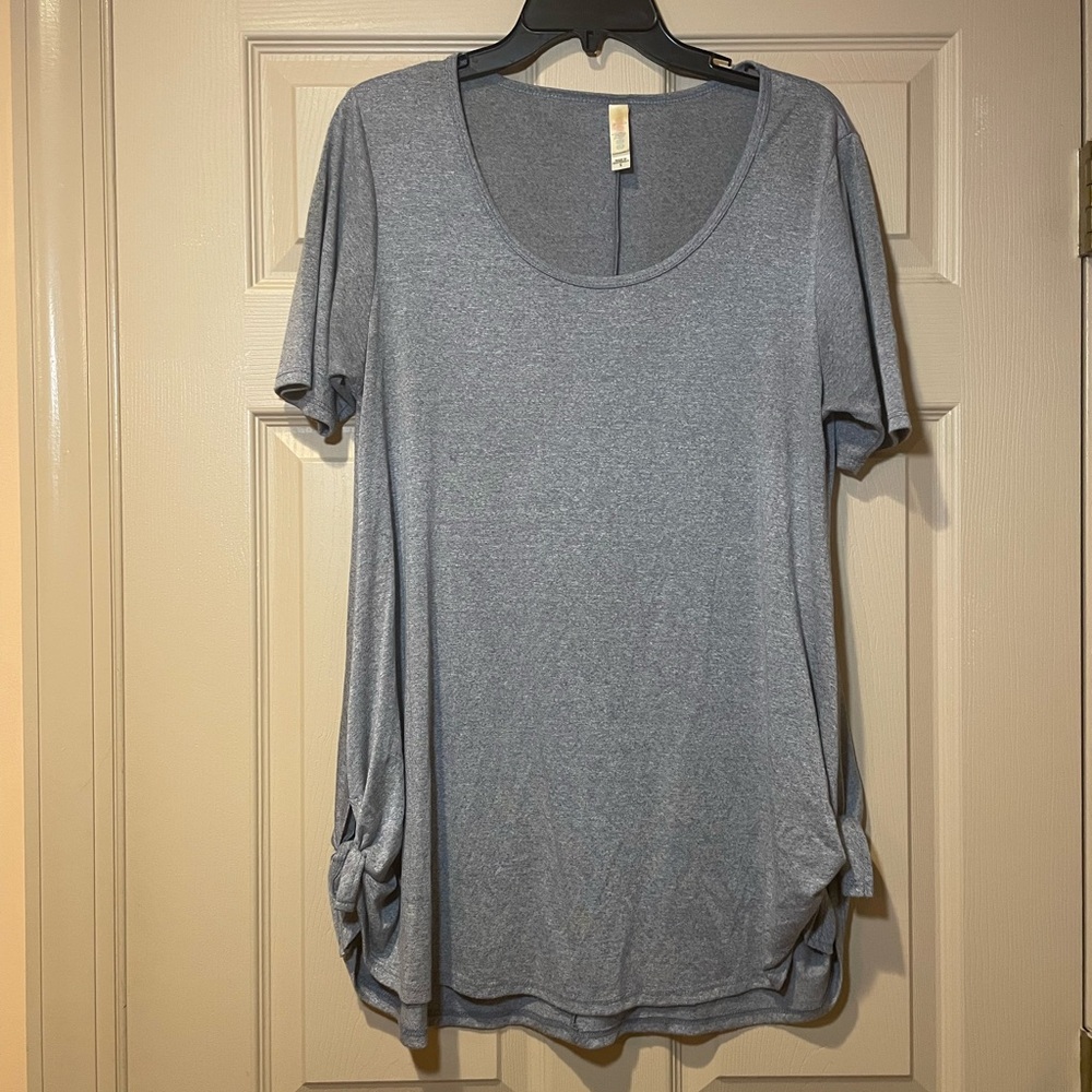 LuLaRoe Heather Gray Women's Short Sleeve Tunic Top w/Side Ties, Size Small